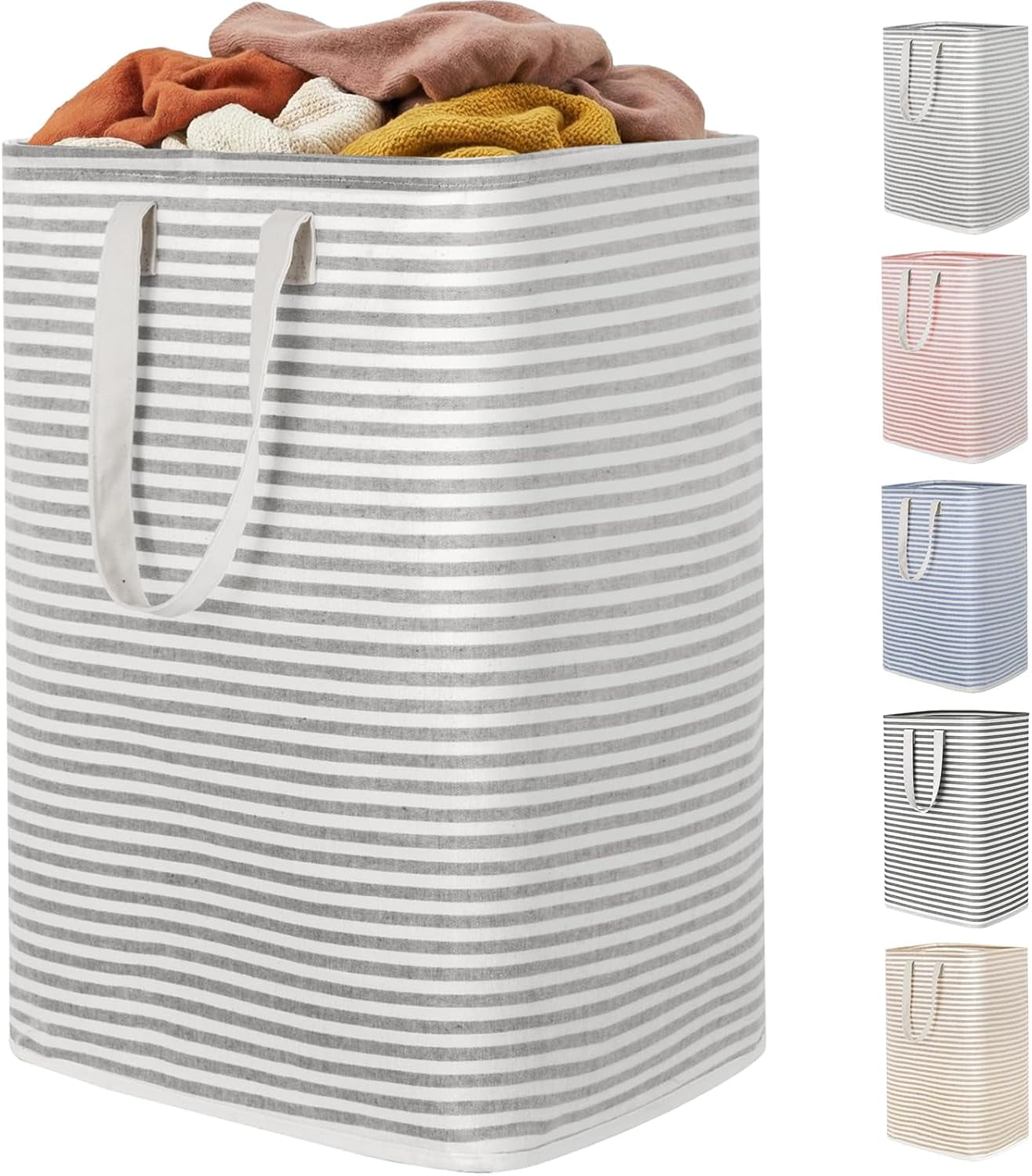 Laundry Hamper Large Collapsible Laundry Basket, Freestanding Waterproof Clothes Hamper Storage with Easy Carry Handles for Clothes in Bedroom Bathroom College Dorm for Adults, Grey, 75L