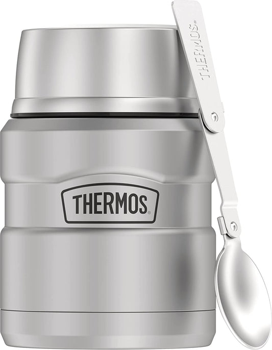 Stainless King Vacuum-Insulated Food Jar with Spoon, 16 Ounce, Matte Stainless Steel